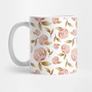 Pink and Gold Rose Pattern Mug